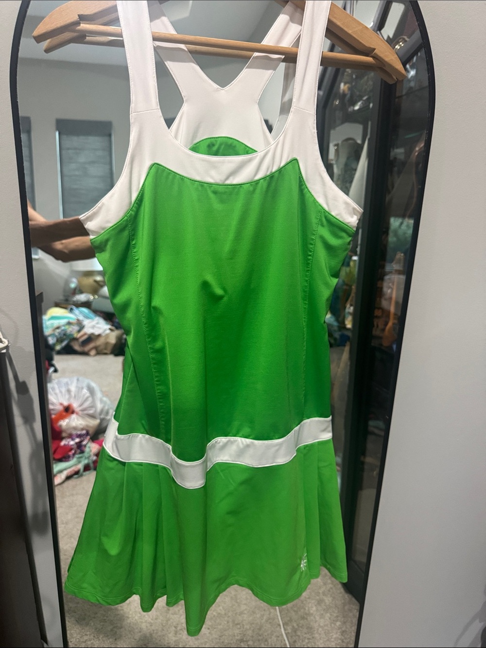 BOAST Green Racerback Tennis Dress with White Trim